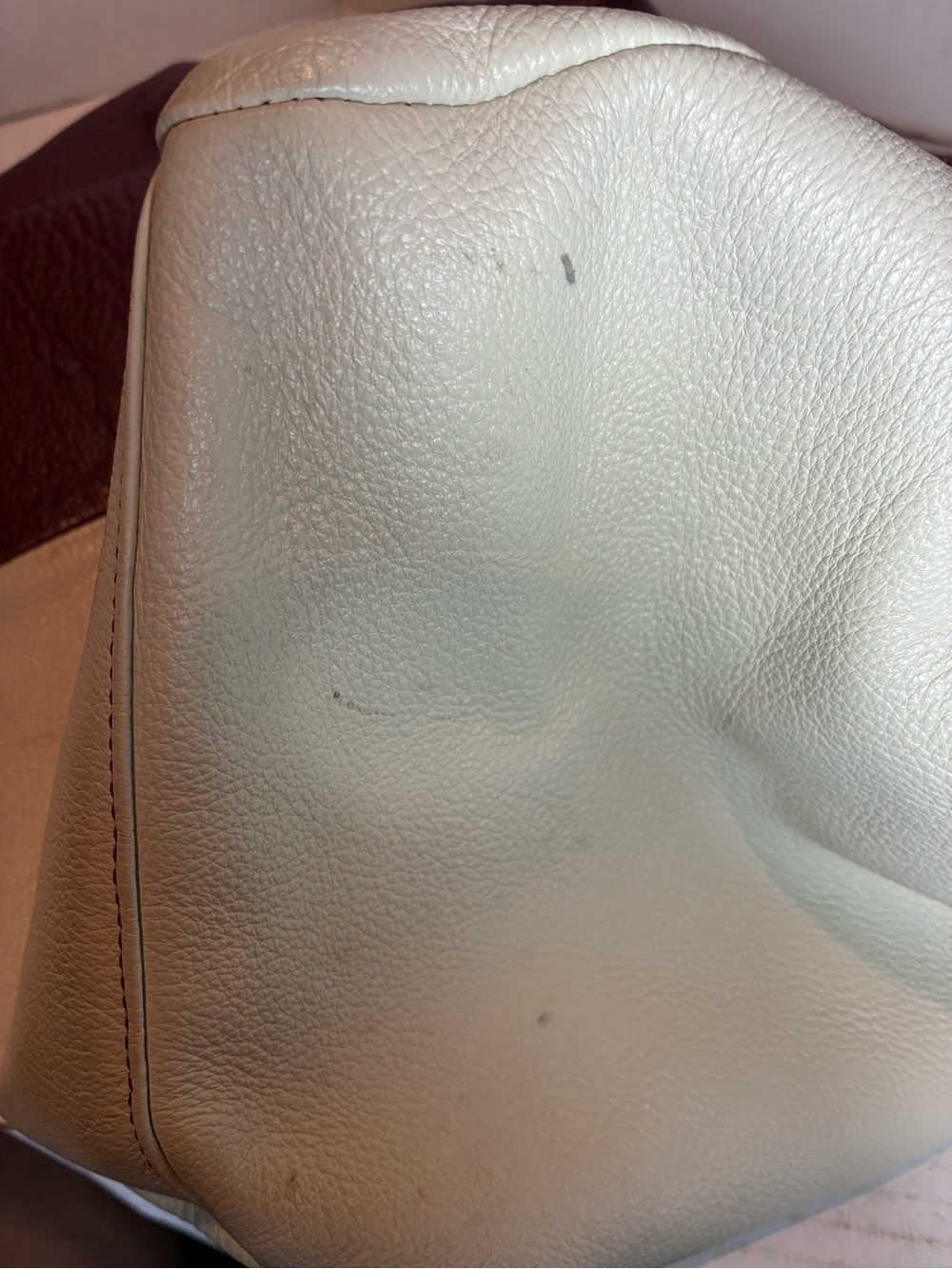 Splendid Large Colorblock Leather Tote Shoulder Bag Burgundy Cream Discontinued - Picture 10 of 15